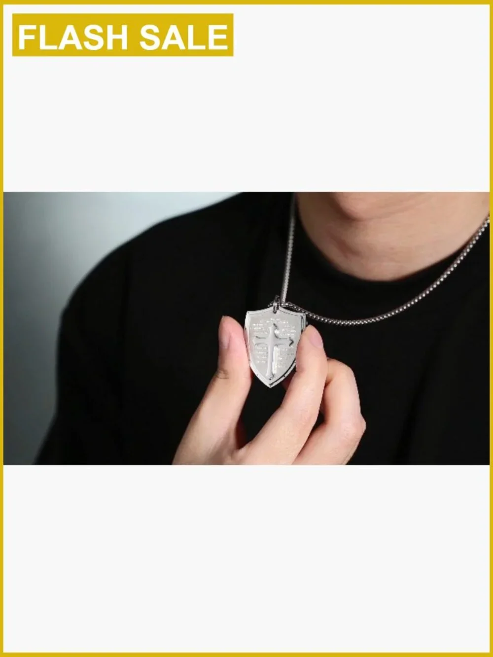 Shield Armor of God Faith Cross Stainless Steel Pendant Necklace